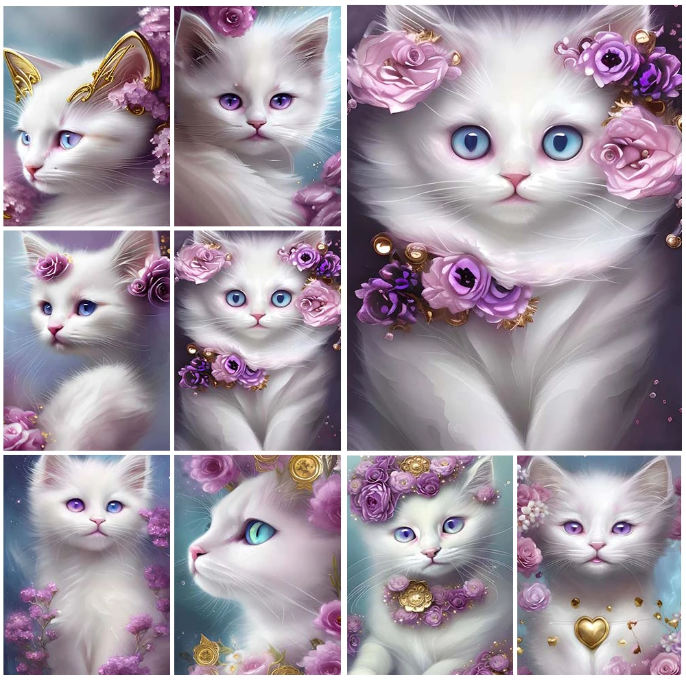 

Cartoon Cat with Flower Nursery Poster Wall Pictures For Living Room Nordic Poster Wall Art Canvas Painting Home Decor Unframed