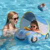 Kid Car Swimming Seat Float Ring Inflatable Infant Floating for Summer Swim Boat Circle Bathing Pool Water Toy with Canopy 1