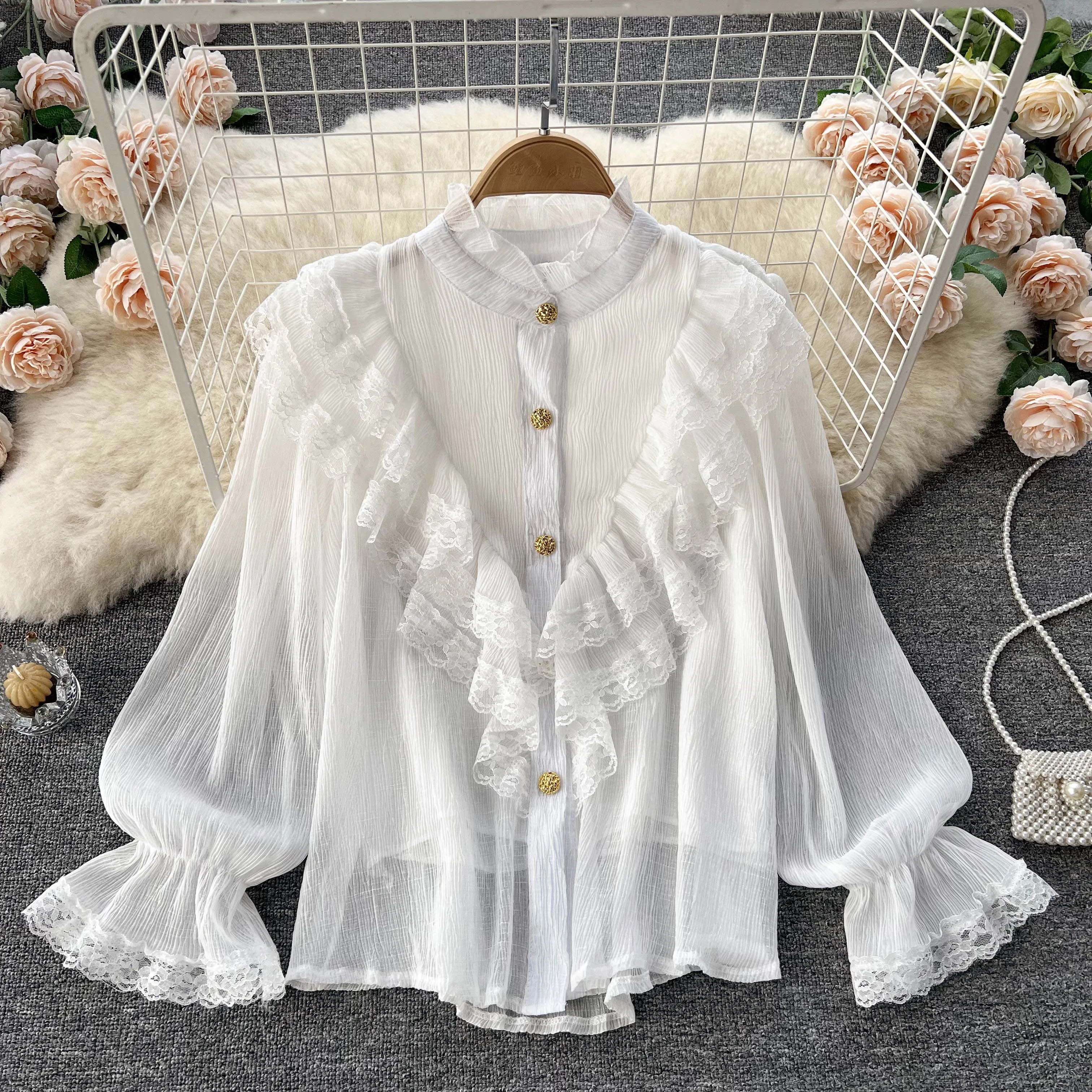 button up shirt with ruffles