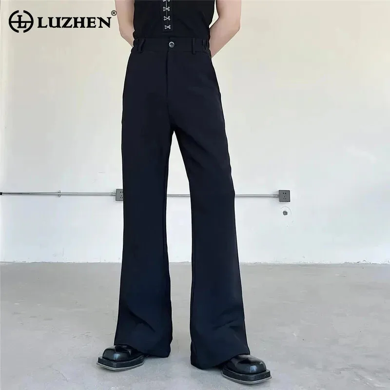 

LUZHEN 2024 New Fashion Elegant Slim Fit Bell-bottoms Suit Pants Men's Casual Versatile Solid Color Niche Design Trousers LZ1628