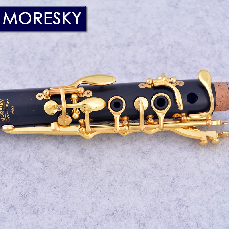 MORESKY Clarinet Bb Wood Ebony Gold-plated 17 Keys Grenadilla Sib Klarnet M62(OEM)