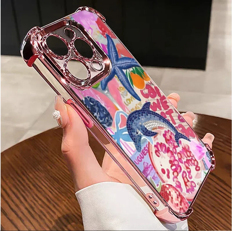 Blue Ocean Plating Cute Phone Case