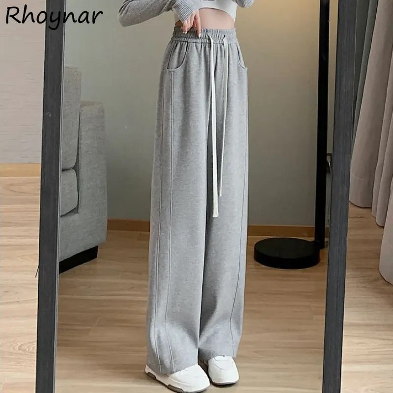 

Baggy Sweatpants Women Trousers Wide Leg American Streetwear Minimalist Sporty High Waisted Temper Pantalones All-match Designer