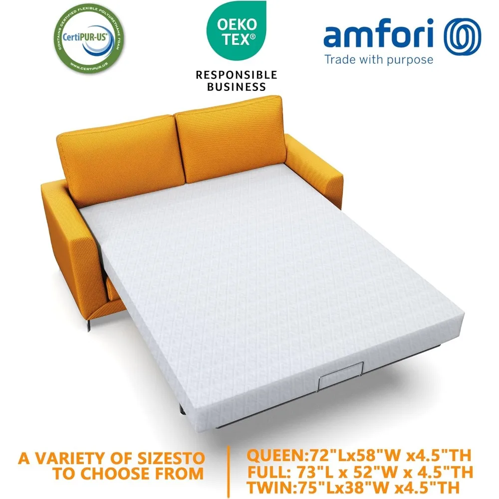 4.5 Inch Cold Gel Memory Foam Sofa Bed Mattress Replacement for Sleeper Sofa and Couch Beds Queen Size Sofa CertiPUR 3
