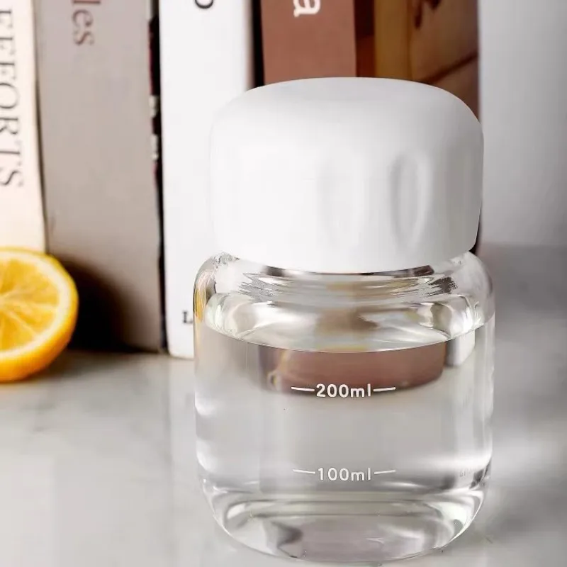 Mini Glass Water Bottle 300ml Small Drinking Bottle with Scale Portable Woman Tumbler Girl Milk Coffee glass bottle