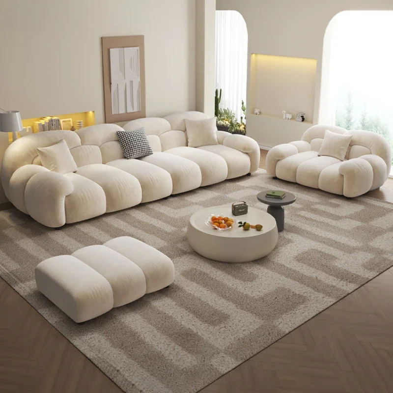 Fabric Minimalist Living Room Sofa Set 6 Seters Beige Sectional Designer Modern Sofas Couch Double Canape Salon Home Furniture
