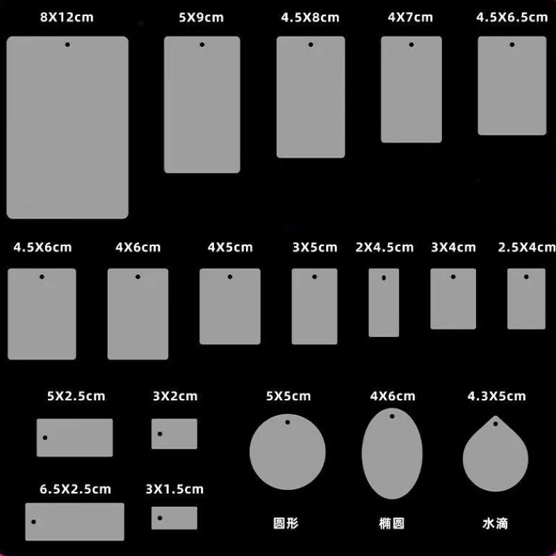50PCS Plastic Blank Hang Tag for Bag Square PVC Cards for Garment Round Transparant Swing Tags