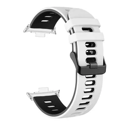 Sports Silicone Smartwatch Band - Versatile Strap Bracelet - Mi Band 9 8 Pro (White Black - S)