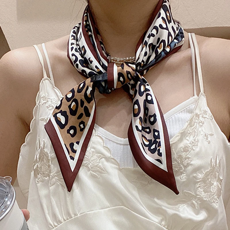 

Luna&Dolphin French Style Big Wide Ribbon 150X13cm leopard Flower Print Long Silky Angled Scarf Headbands Neckerchief Streamer