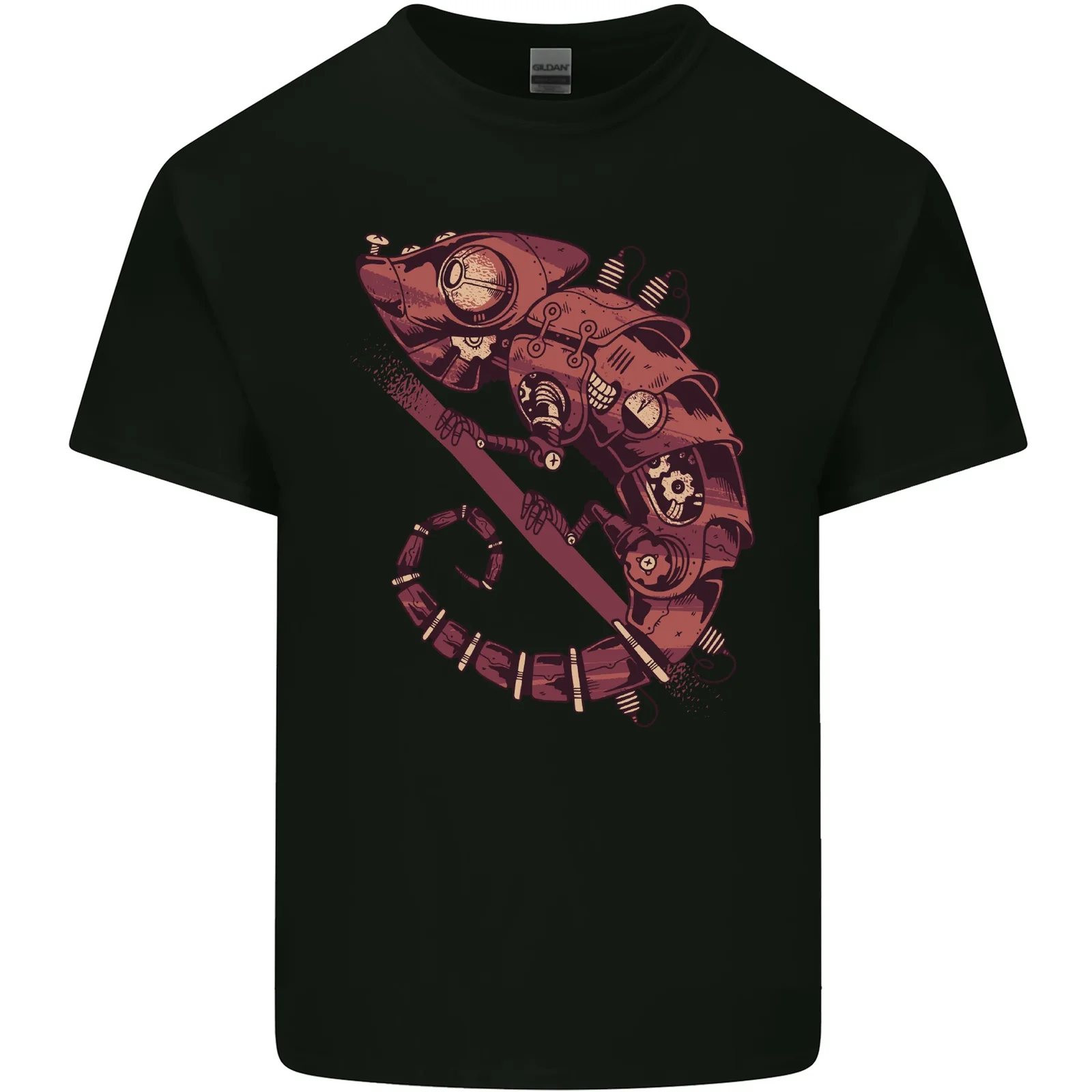 T-Shirt Steampunk Cham'Leon Iguana Reptil Eidechse Herren Baumwolle