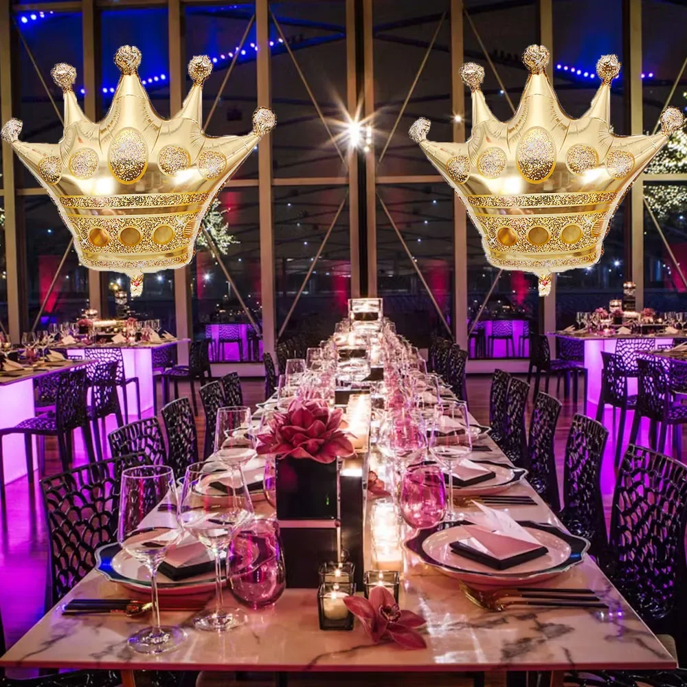 Anniversary Balloons Decoration Gold Crown Foil Balloon Set of 3 Gold crown balloon for celebration