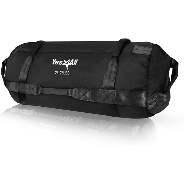 Get Out! Sandbag Workout Bag - 25 to 75lbs Black Exercise Sand Bags with  Handles 