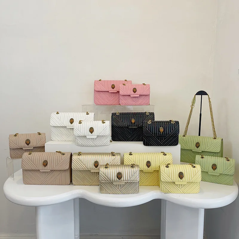 UK Luxury Designer Shoulder Bag 2023 New Solid Color Women's Handbag Fashion Retro Crossbody Bag Premium Gold Chain Eagle Head