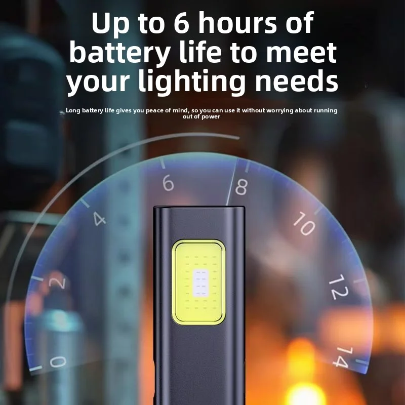 Compact Rechargeable LED Keychain Flashlight - 800 Lumens, Magnetic Pocket Torch