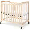 SafetyCraft Clearview Compact Daycare Crib, Durable Wood Construction, Non-Marking Casters (2 Locking), Includes 3” InfaPure 5