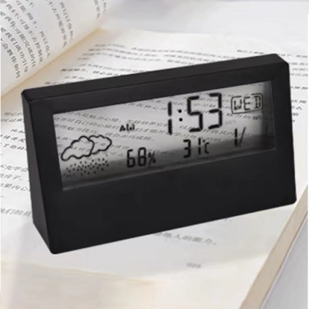 LED Thermo-Hygrometer Clock Weather Display,mini weather clock for Desktop