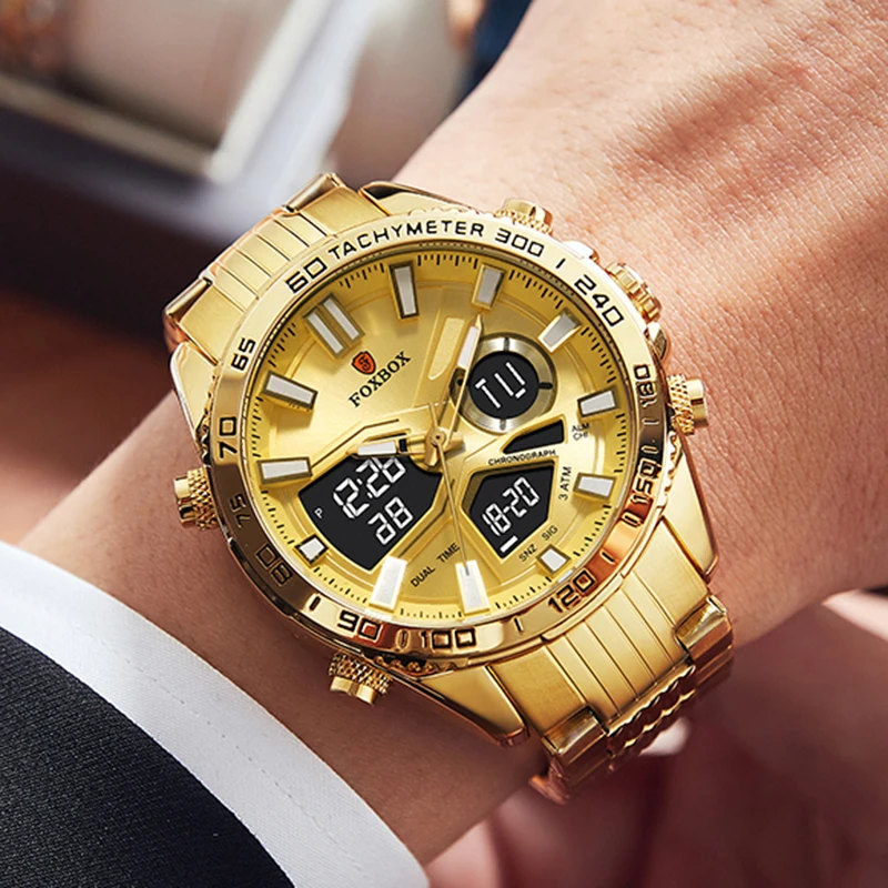 LIGE Sport Watches for Men Strong Luminous Dual Display Waterproof Quartz Genuine Stainless Steel Wristwatch Relogio Masculino