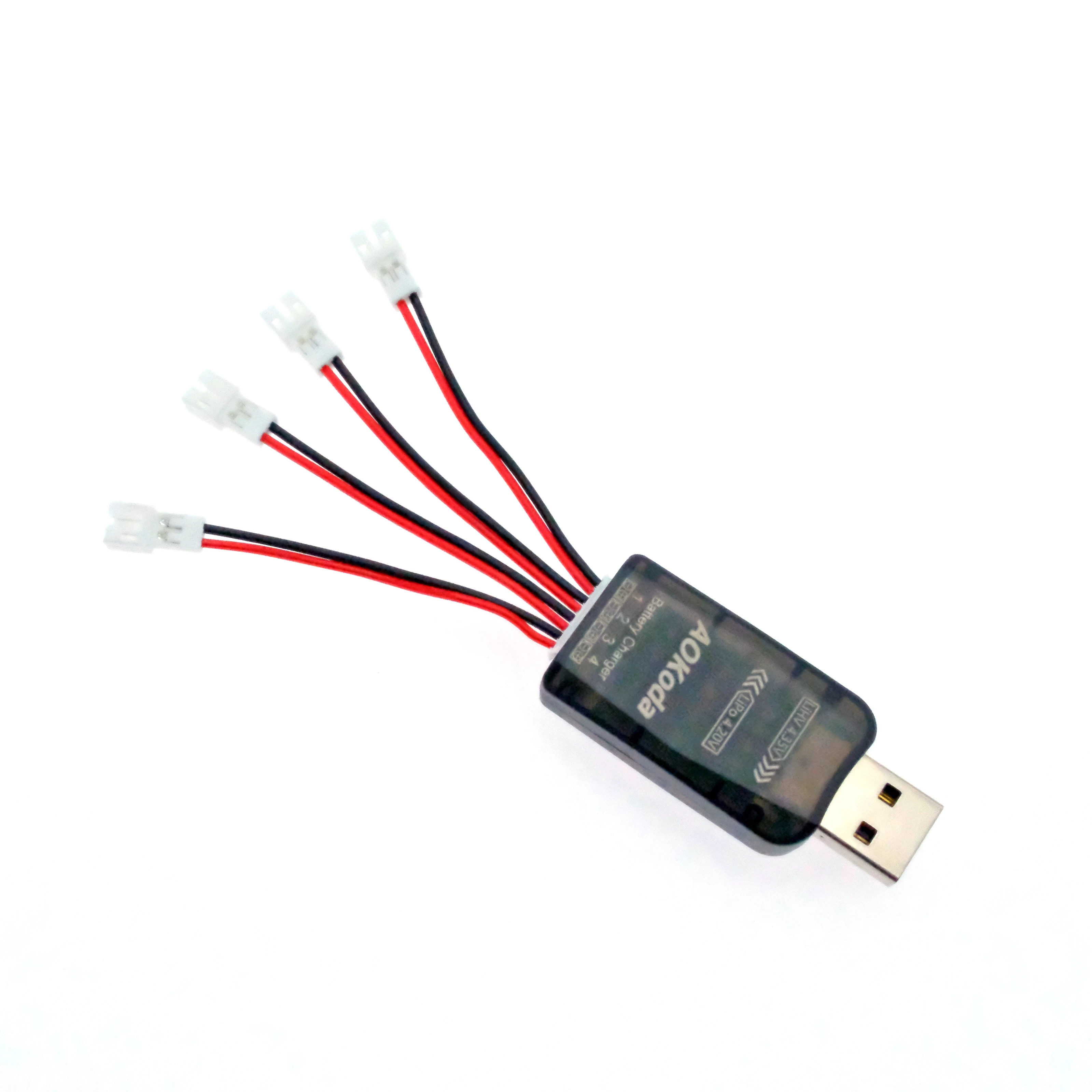 AOKoda CX405 4CH Micro USB Battery Charger 1S Lipo PH2.0 Battery for FPV RC Tiny Whoop Drone