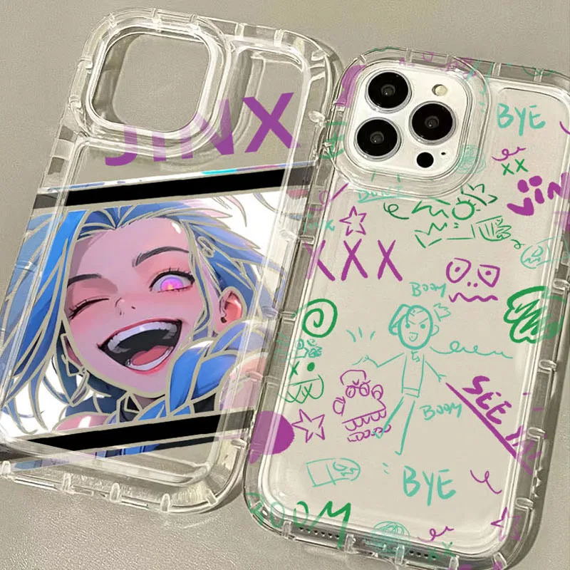 Shockproof Clear Silicone Back Cover with Game Arcane Jinx Design