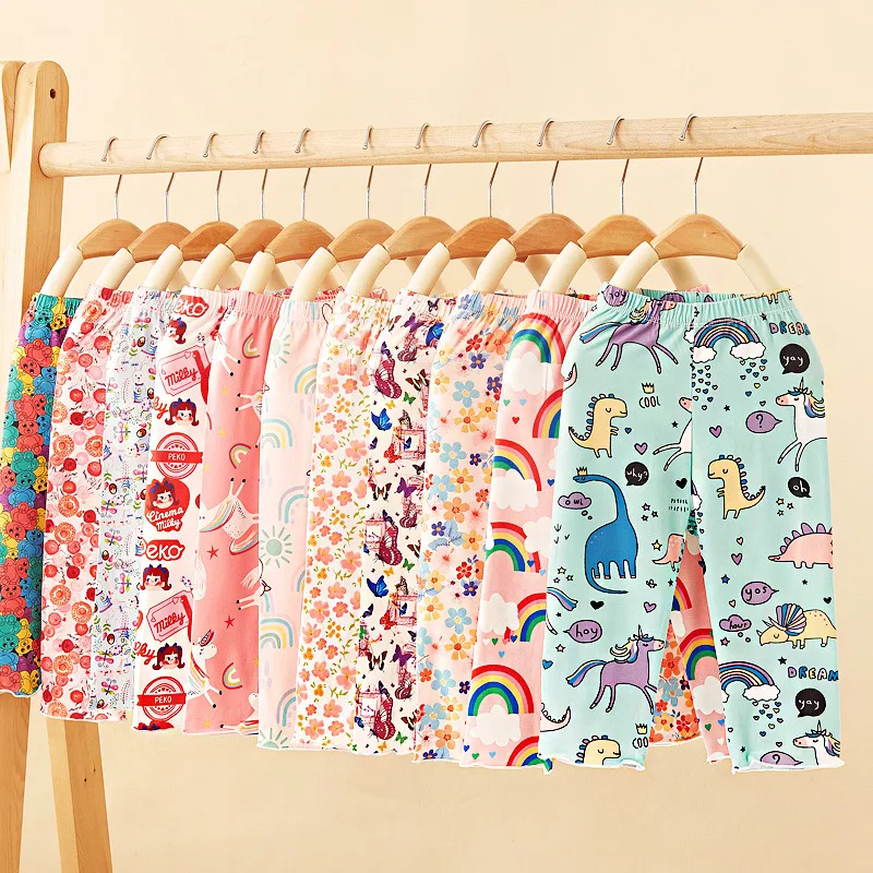 

Summer Cartoon Baby Girl Summer Milk Silk Leggings Thin Outer Wear