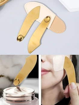 Stainless Steel Foundation Spatula Mask And Eye Cream Spoons Multi-Functional Facial Scraping Gold Color Beauty Skin Care Tools - Thumbnail 7