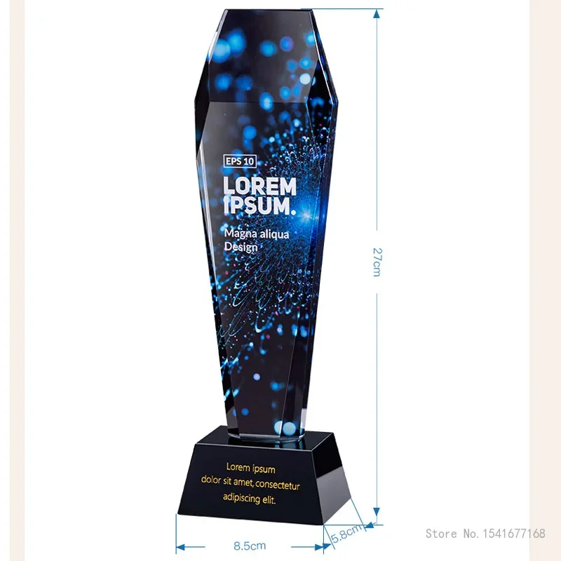 Customized Color-printable Honor Crystal Trophy, Creative Event Award Collection, Souvenir, Home Decoration, High-end, 1Pc
