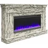 Waverly Wide Mantel with Linear Electric Fireplace & Crystal Ember Bed, Onyx Marble 3