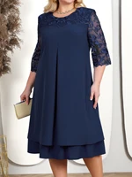 Plus Size Summer Dress Woman 2025 New Fashion Embroidery Patchwork Elegant Wedding Party Curvy Dresses - Image 5