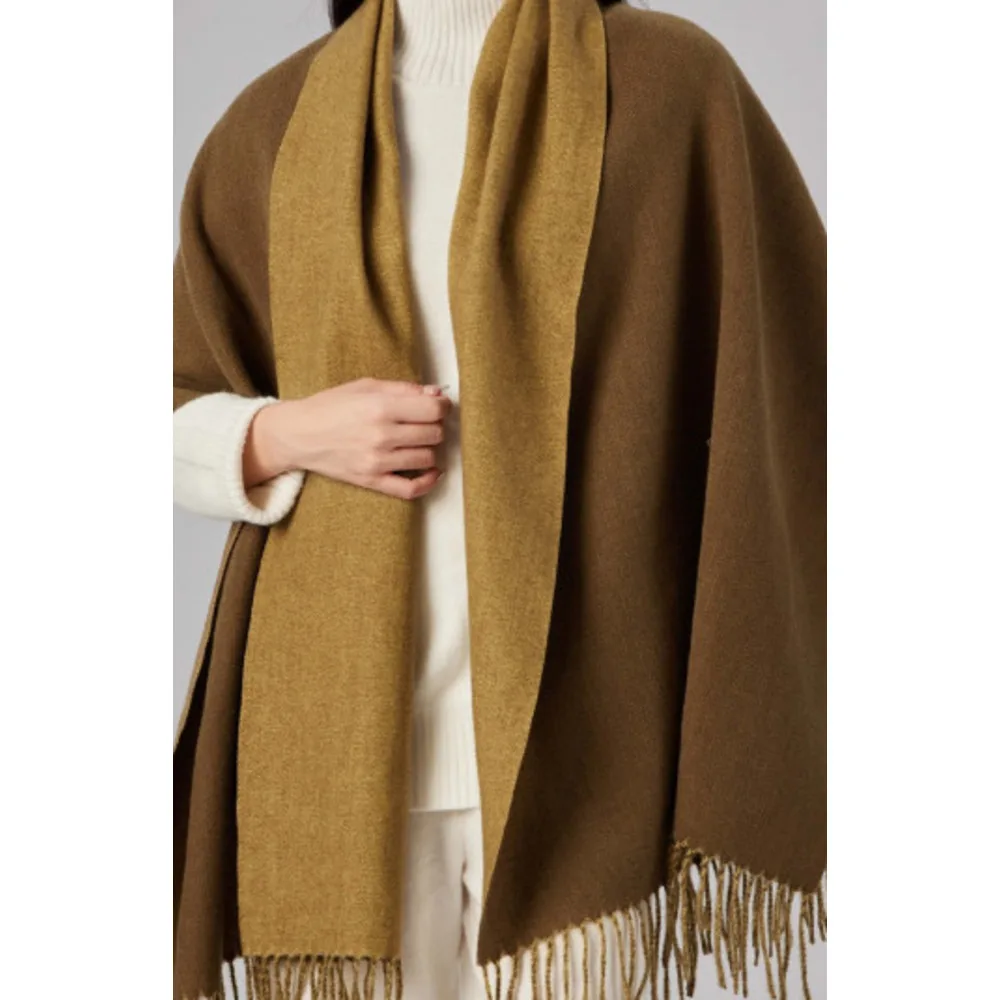 Zweifarbiger, länglicher Kaschmirschal, hochwertiger Schal für Damen im Herbst und Winter, warmer Schal für Herren_voghion.com