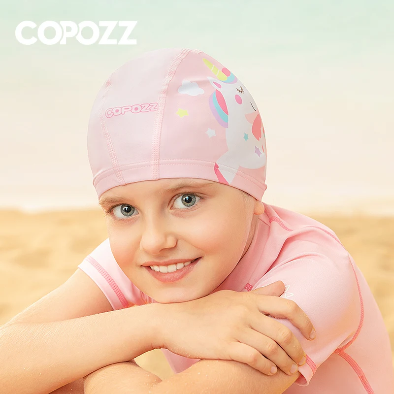 Cartoon Swimming Cap Boys Girls PU Children Waterproof Swimming Caps Kids Swim Pool Hats Ear Protector Colorful Baby Bathing Hat 4