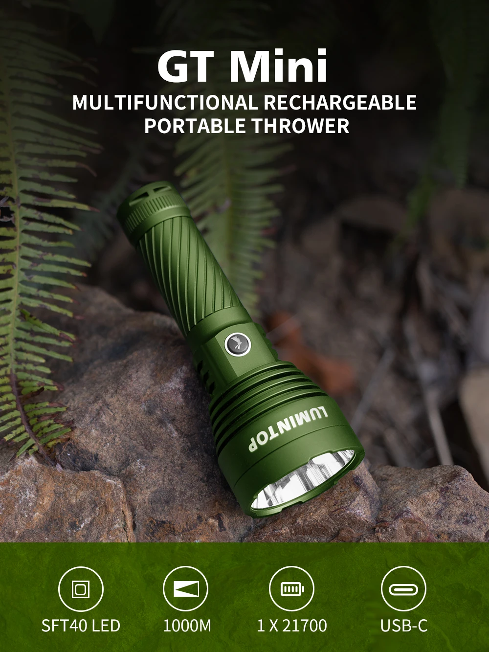 EDC LED Flashlight Outdoor Camping Lantern High Power Rechargeable Lamp Magnetic Tail Lighting 1000 Meters Fishing Torch GT Mini