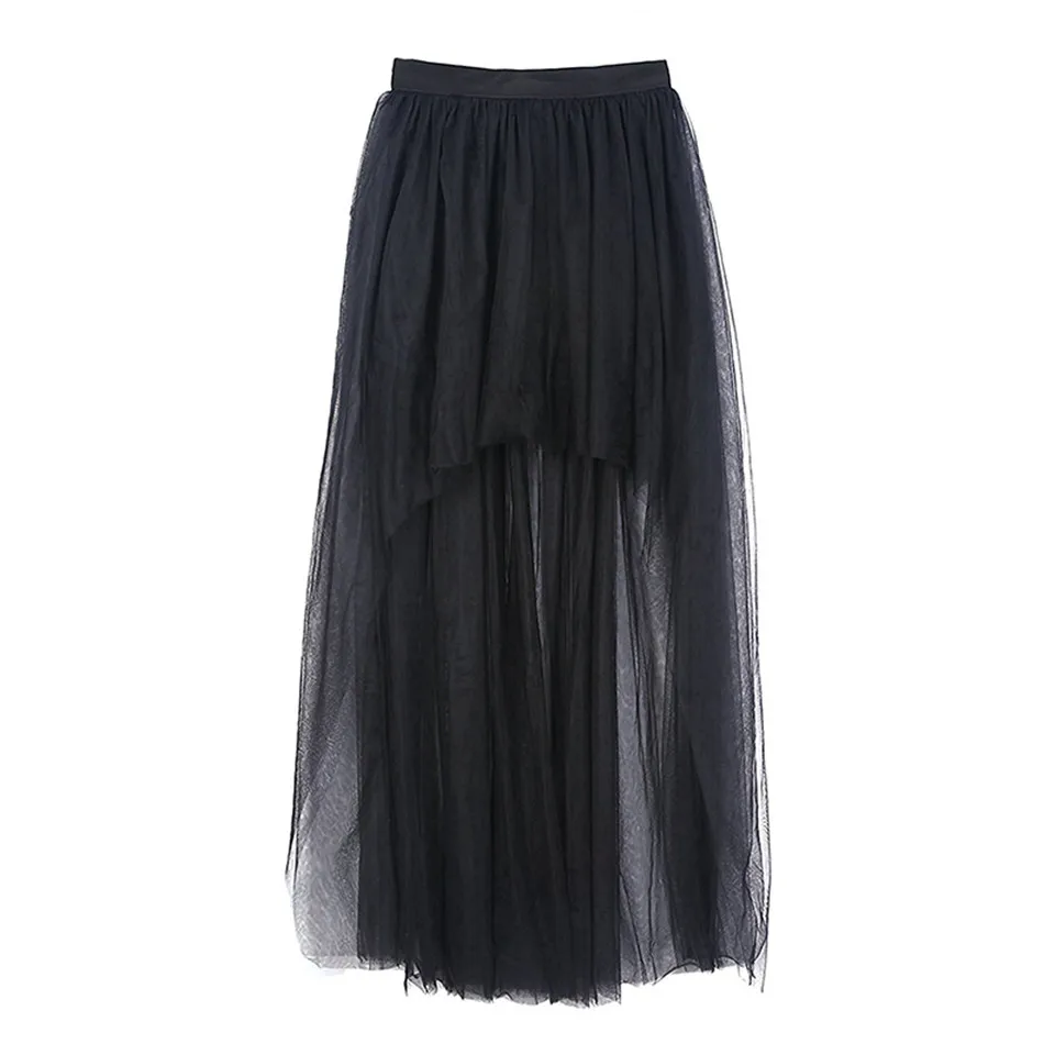 Black Steampunk Gothic Punk Tulle Zipper Skirt Women Vintage