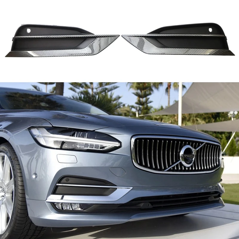

Для VOLVO S90 V90 2016-2019 передний бампер противотуманная фара гриль вставка Передняя бампер 31425447 31425446 Стиль углеродного волокна
