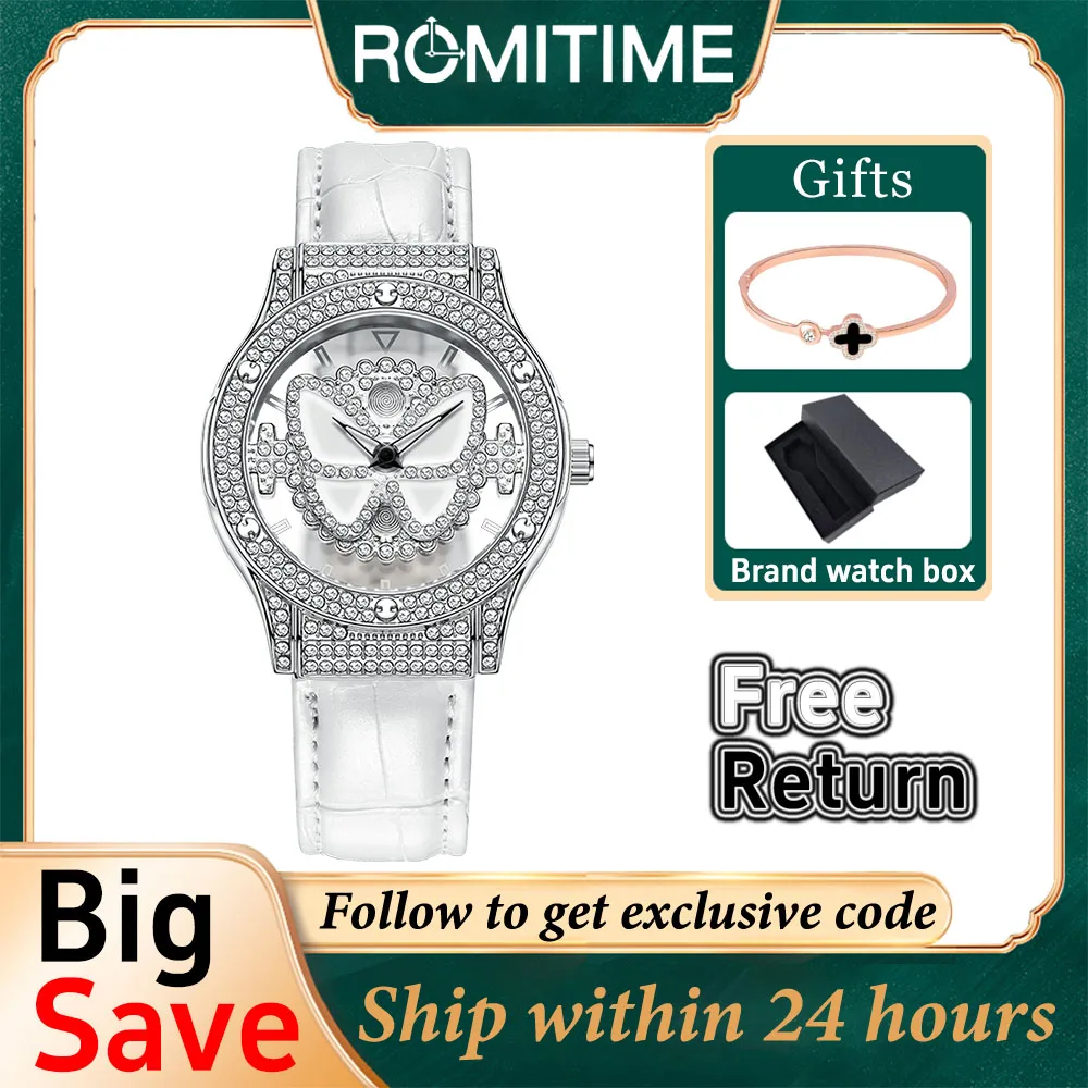 ROMITIME Original Diamond Watch for Women Fashion Elegant Stainless Steel Waterproof Quartz Watch Luxury Ladies Dress Watches