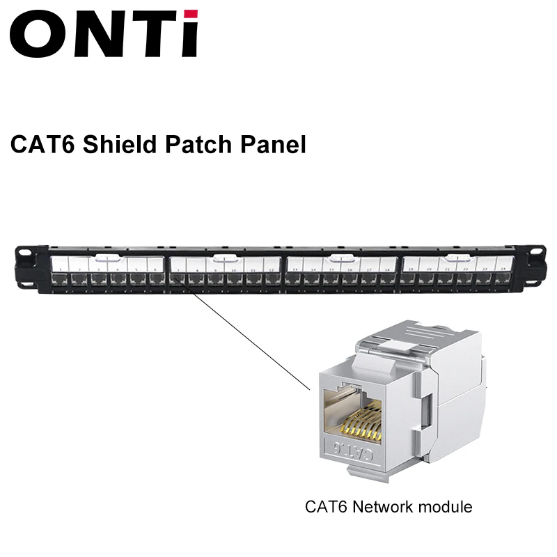 24-Port Dustproof And Durable Shielded Patch Panel For Connecting CAT5e, CAT6, CAT6A, CAT7, CAT8 networking tools Networking Tools