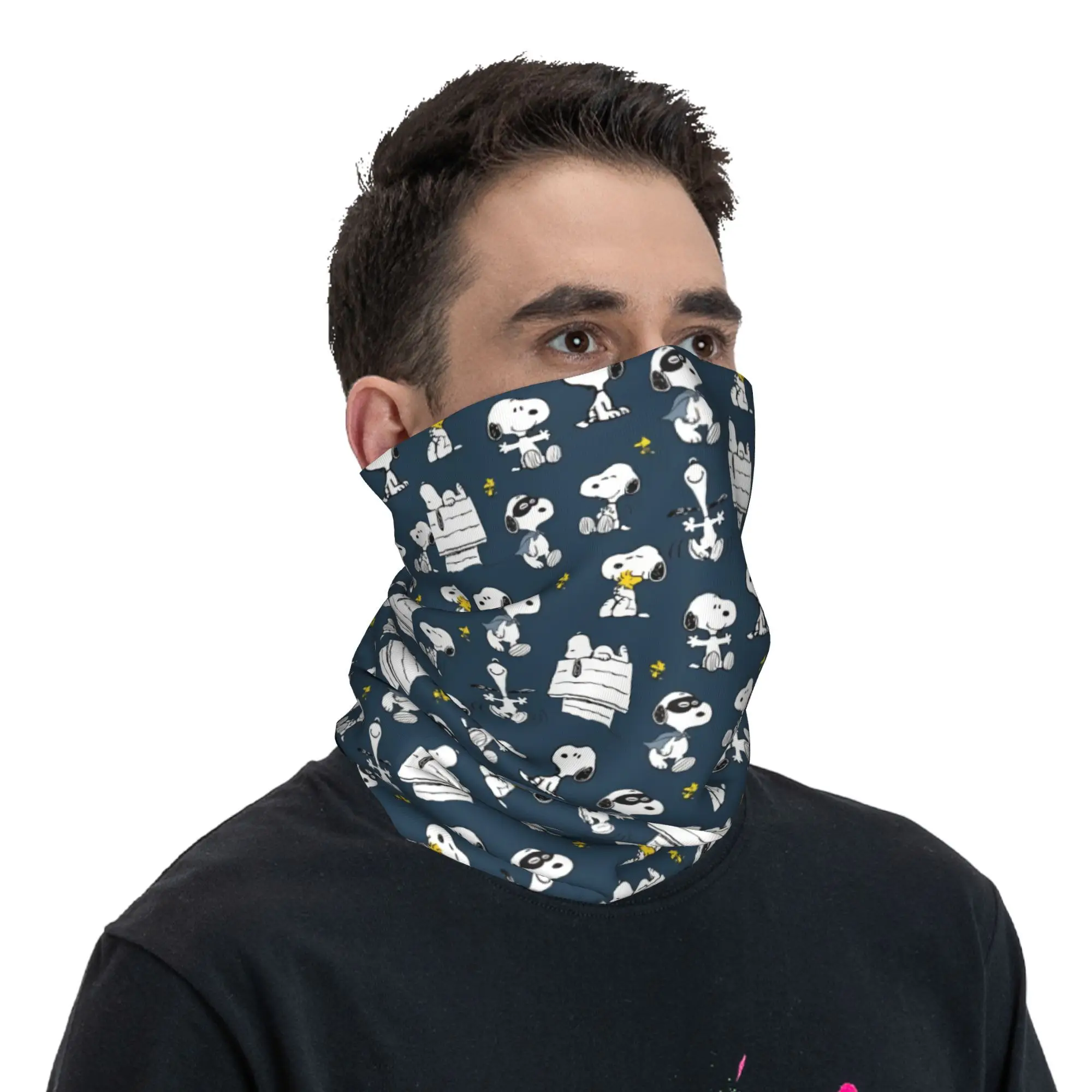 Bandana Custom S-Snoopys Cartoon Pattern Winter Neck Warmer Men Windproof Wrap Face Scarf for Hiking Gaiter Headband