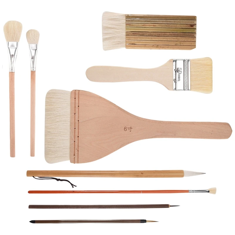 

9 Pcs Paint Brushes Set Different Shapes Glaze Brushes For Pottery Acrylic Watercolor Ceramic For Painting Artists Rock