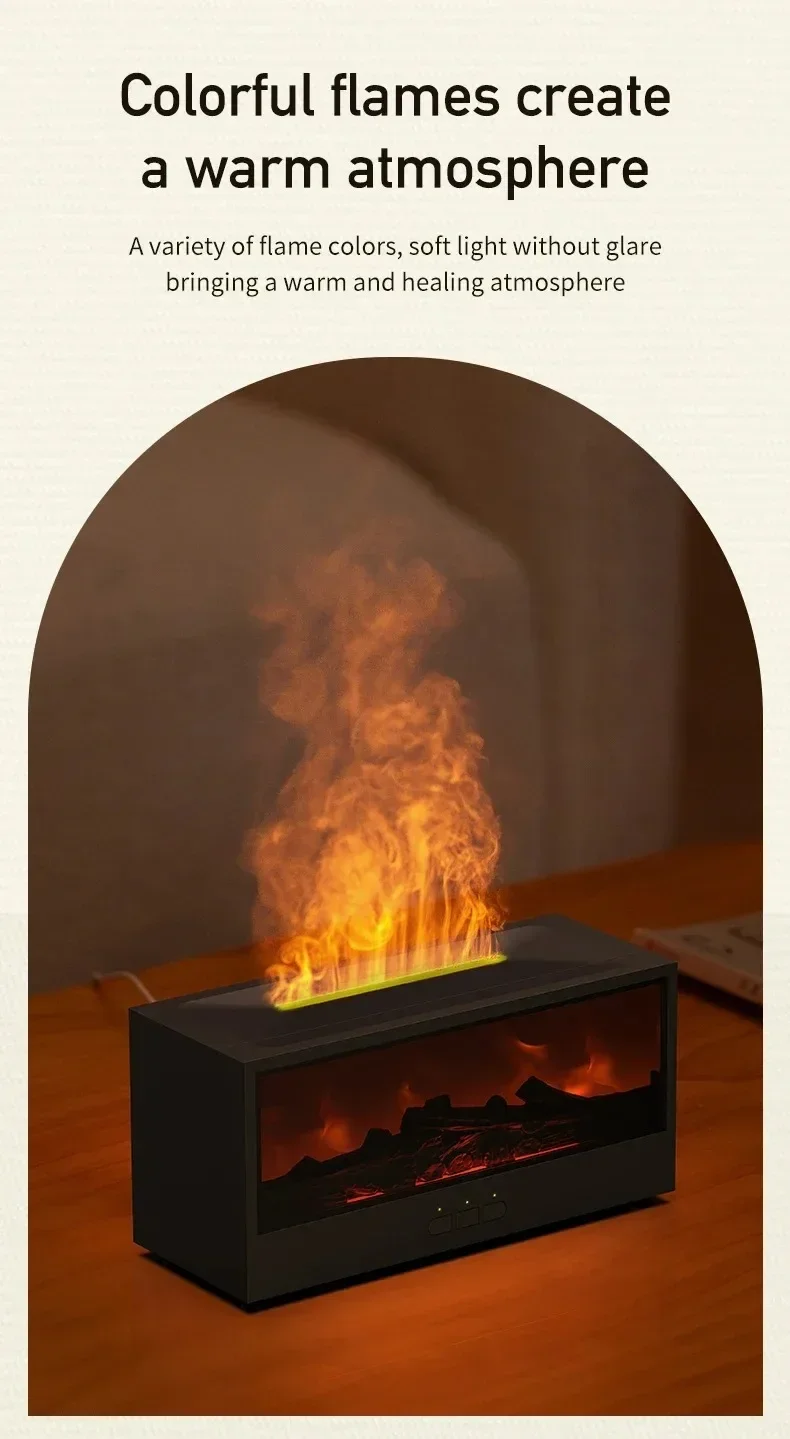 3D Flame Aromatherapy Diffuser - Essential Oil Humidifier with Color Lighting  Remote Control