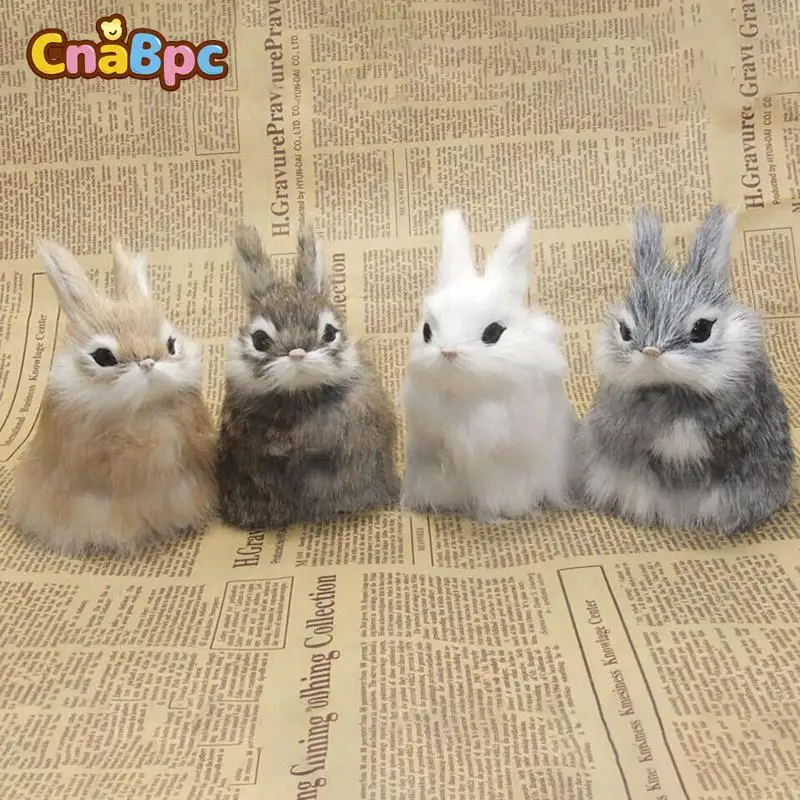 

Lovely Animal Bunny Model Figures Simulation Furry Squatting Rabbit DIY Home Desktop Car Decoration Ornaments