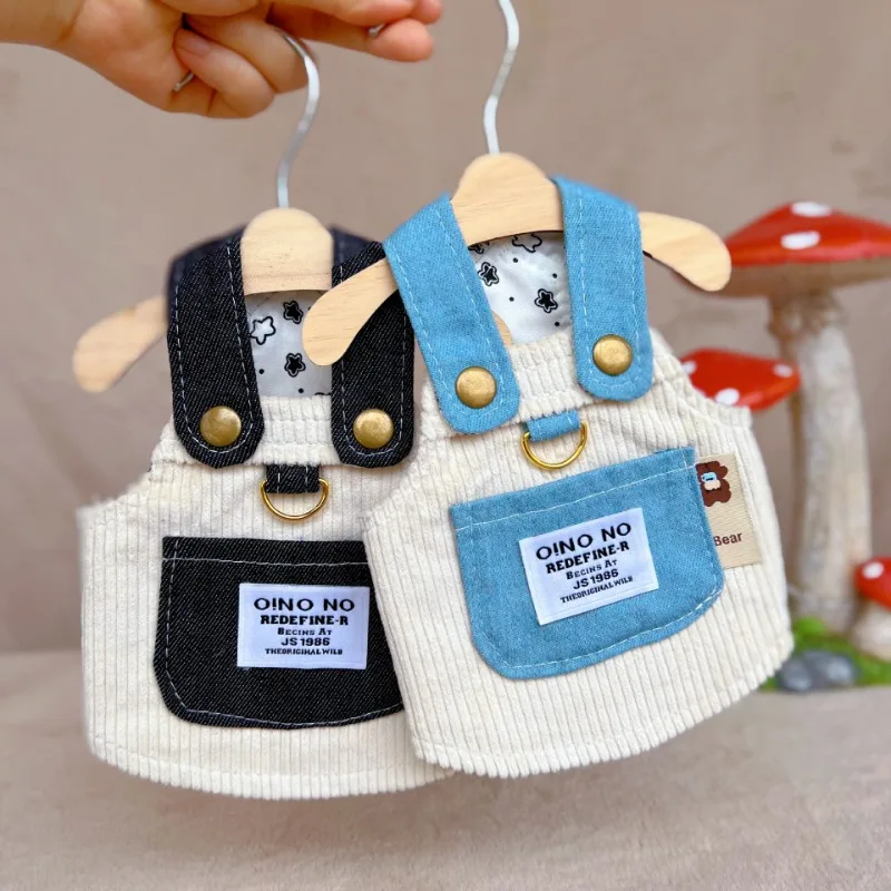 

Fashion Pet Dog Clothes Medium-sized Cat Dogs Dresses Puppy Vest Teddy Denim Dog Skirt Corduroy Suspender Skirt Puppy Clothing