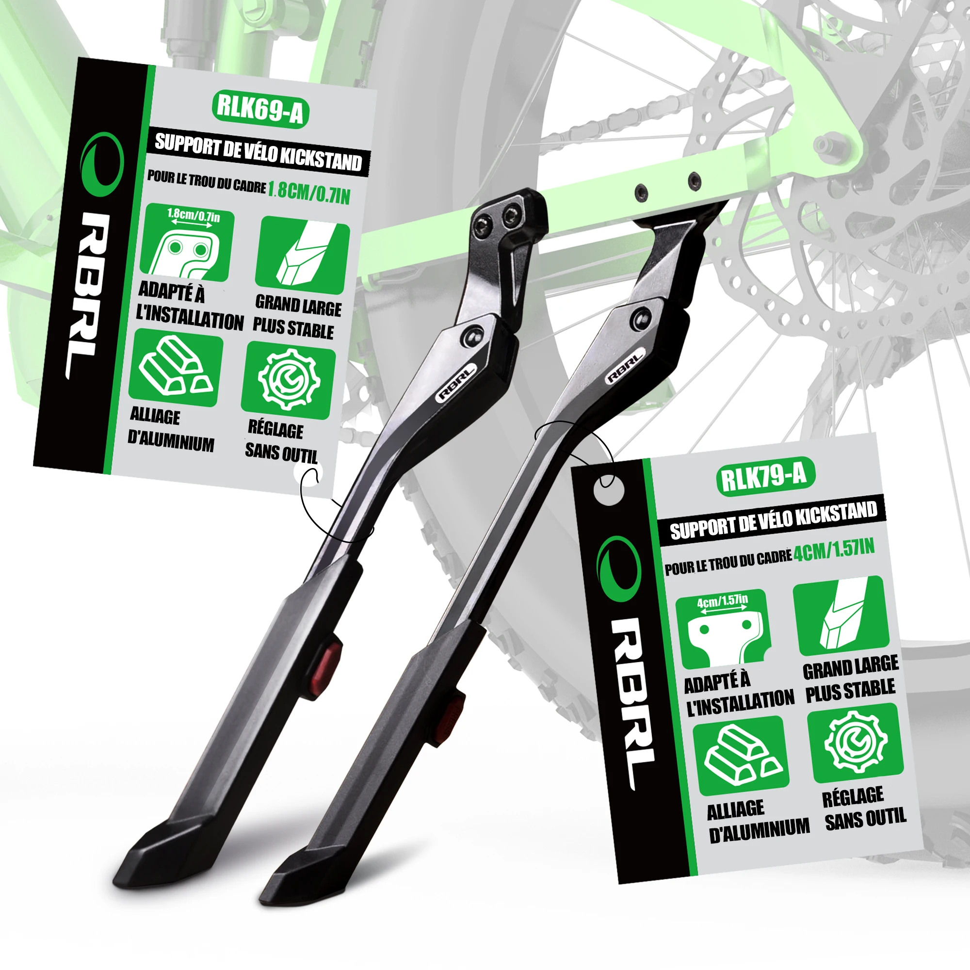 GRELiving Lot De 2 Supports Vélo Réglables En Acier - Pour VTT, Vélos Électriques Et Route 16-29 Pouces