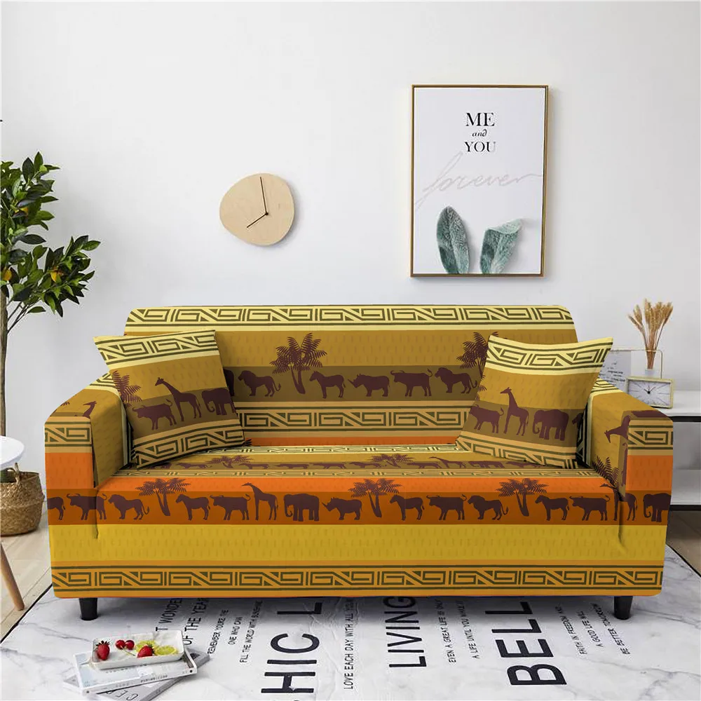 Indian Ethnic Style All inclusive L shaped Sofa Cover Elastic 1/2/3/4