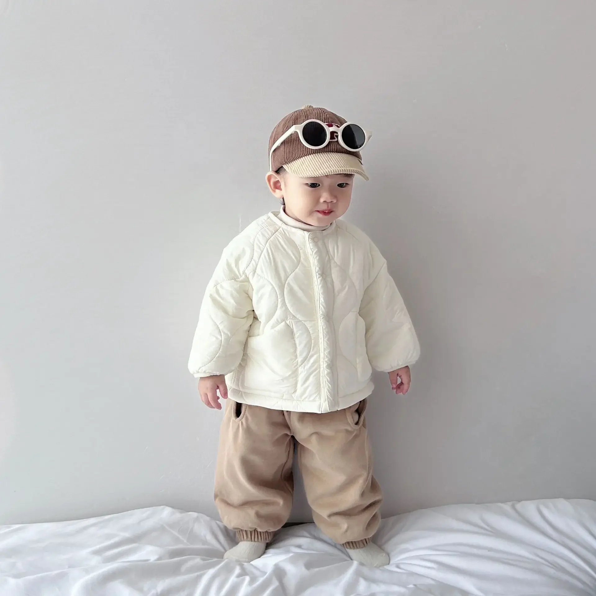 Baby Clothing Korean Style Solid Color Simple Cotton Padded Coat New Winter Fashion Boys Girls Thick Warm Padded Jacket