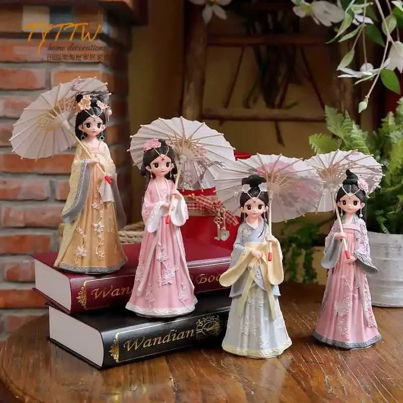 

Palace Hanfu Style Resin Girl Princess Home Decoration Ornaments Ancient Style Doll Chinese Style