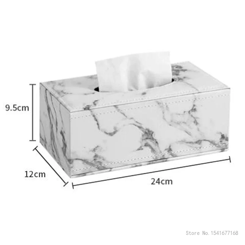 Marble Pattern Leather Multifunctional Paper Drawer Creative Tissue Box, Household Living Room, Bedroom, Study Supplies High-end