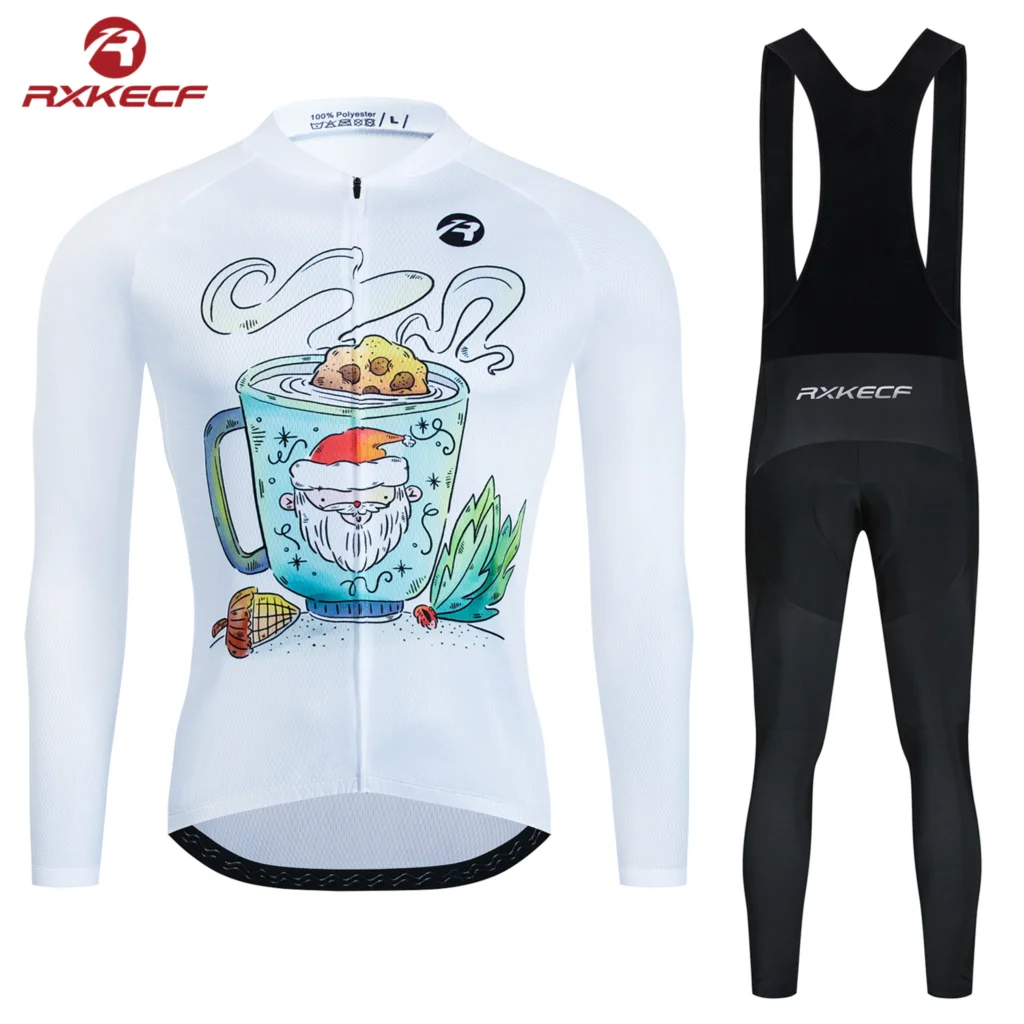 

2024 Рождественский подарок Мужская теплая флисовая куртка для велоспорта с длинными рукавами и Санта-Клаусом теплая куртка для велоспорта Новинка