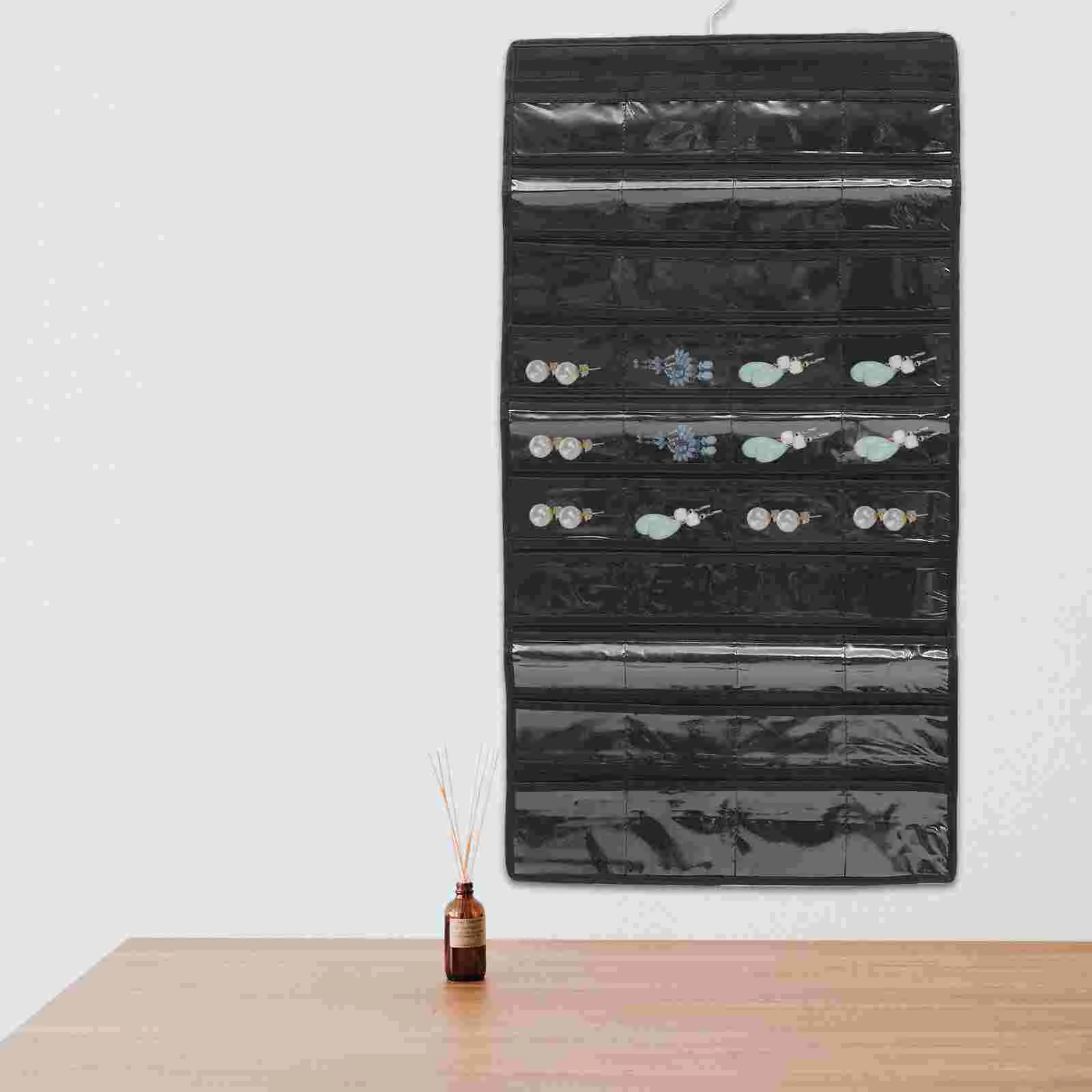 

Hanging Jewelry Storage Bag Double-sided Total 48-compartment Jewelry Display Pouch