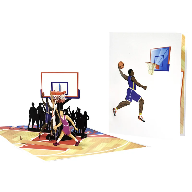 3D Pop-up Basketball Dunk Sports Theme Invitations Card Greeting Cards Set Creative Postcard Party Festival Gifts Boy Decoration greeting cards