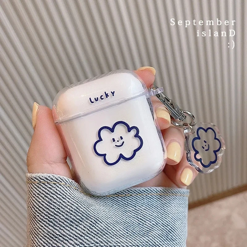 Ins Cute Lucky Cloud Soft Clear Auricolare Shell Per Apple Airpod Pro 3 2021 Cover Per Airpod 2 1 Custodia Per Cellulare Con Portachiavi