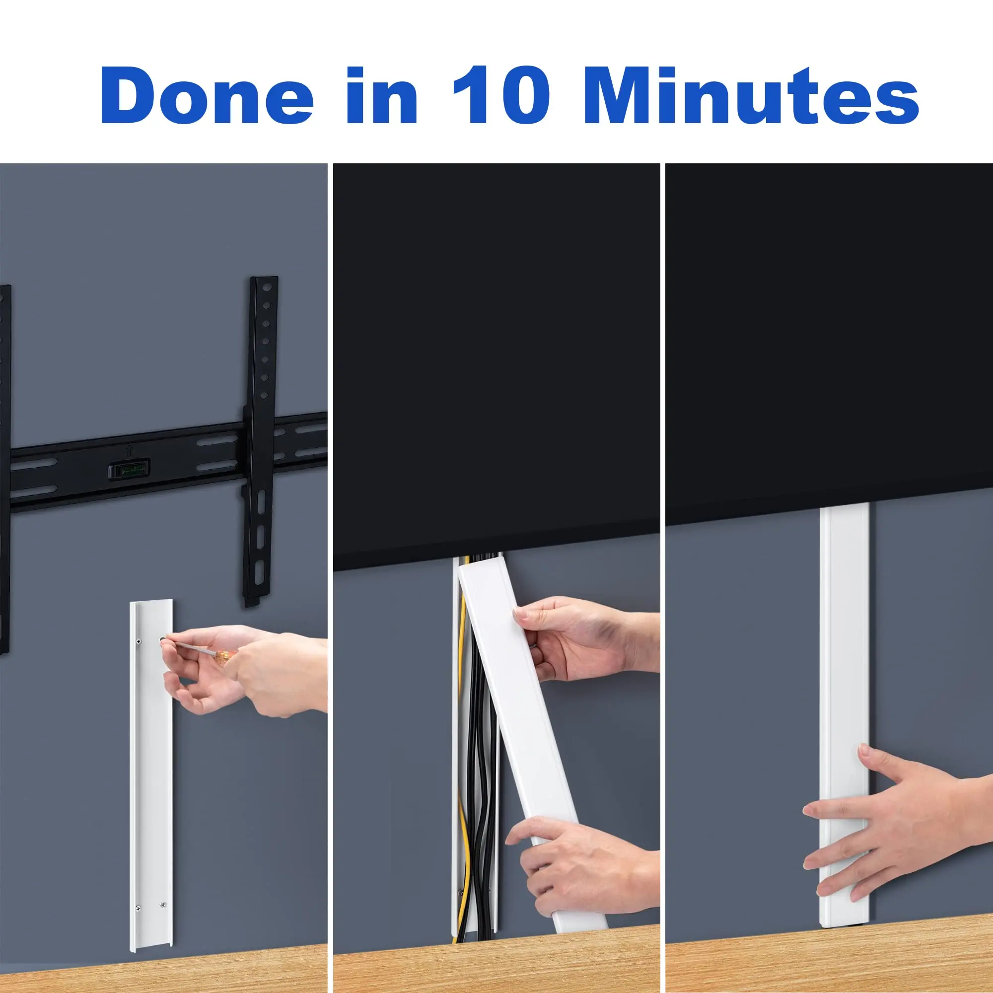 2pcs Cable Covers for Wall Mount TV -34in Wall Cable Management Raceway, Large TV Cord Hider-Paintable Cord Cover for